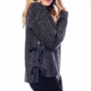 ASTR Charcoal Gray Lexie Side Tie Sweater Size M
